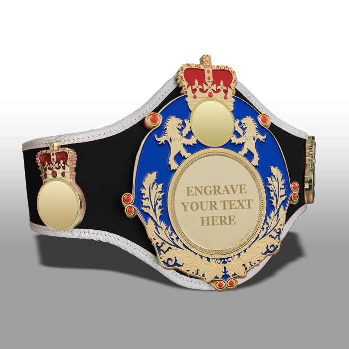 QUEENSBURY PRO LEATHER CHAMPIONSHIP BELT QUEEN/BLUE/G/ENGRAVE - AVAILABLE IN 10+ COLOURS